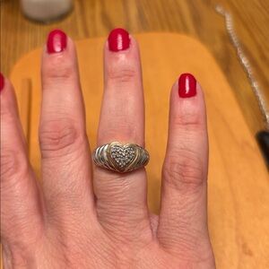 925 Sterling Silver Thailand  14K Accent  Diamond Pave Heart Size 6